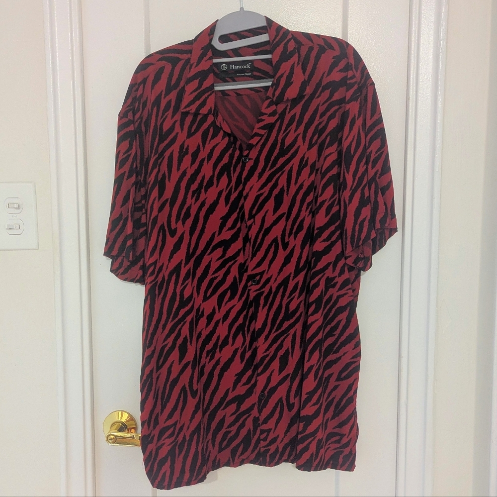 Red Zebra Print Button Top